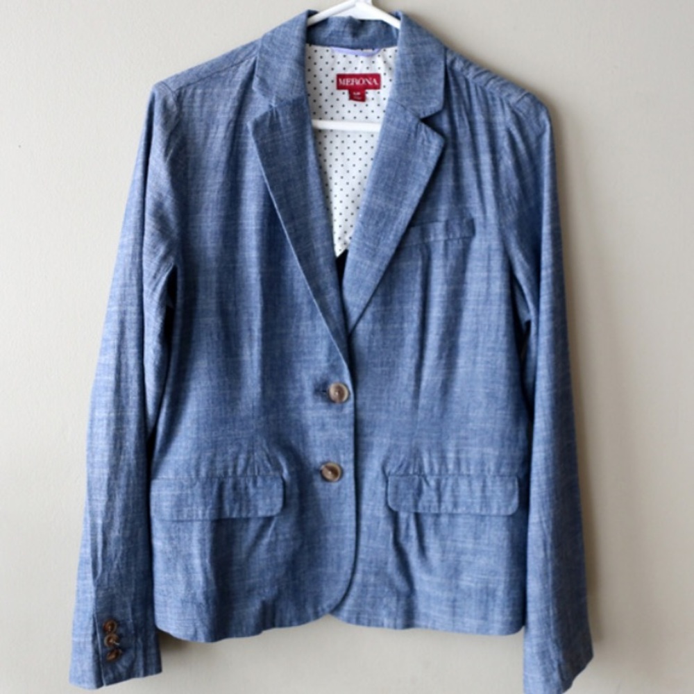Merona  Blazer dress coat medium-color blue denim